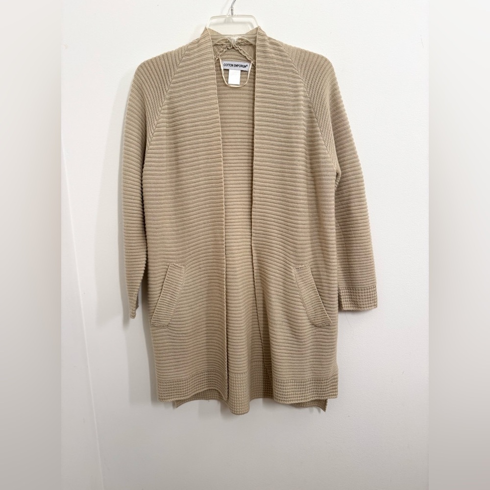 Cotton Emporium Ribbed Tan Cardigan